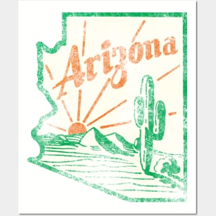 Arizona Cactus Vintage Travel Decal Posters and Art